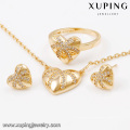 64041-18k banhado a ouro arábia saudita moda jóias amor coração diamante conjuntos
